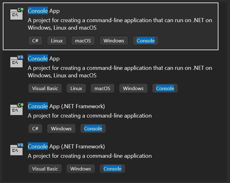 Kies voor C#, niet Visual Basic (VB). Dank bij voorbaat!