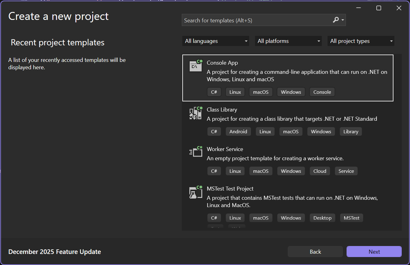 Kies je projecttype.
