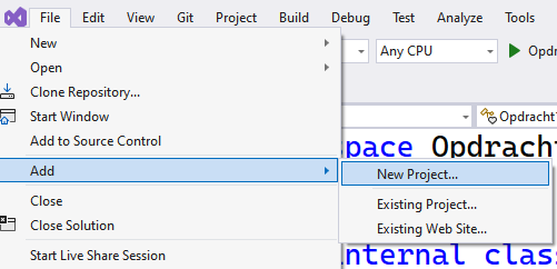 Ook “Existing project…” is een handige actie om te kennen!