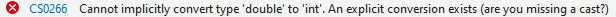 Een zogenaamde ‘impliciete casting’ error.