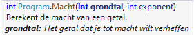 Het is aanbevolen om je documentatie in het Engels te doen, niet zoals in dit voorbeeld dus.
