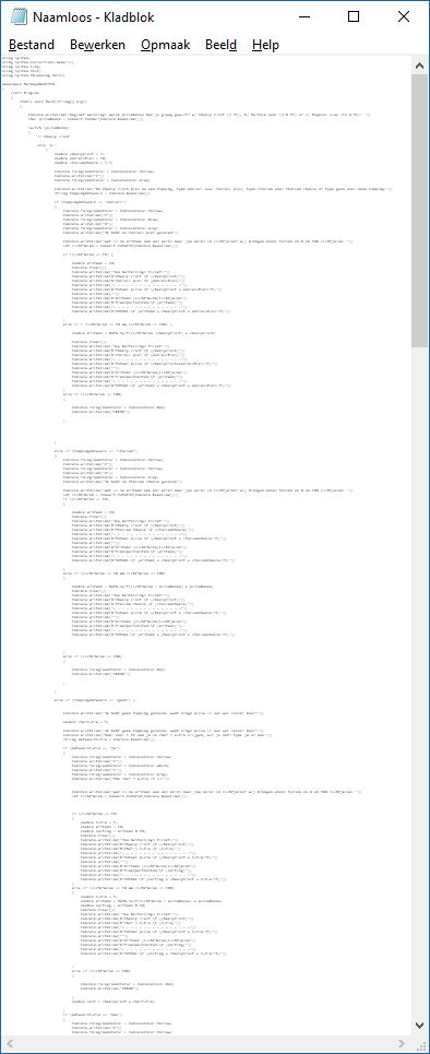 Uitgezoomde schermafbeelding van een heel lange lap code met veel herhaalde blokken.